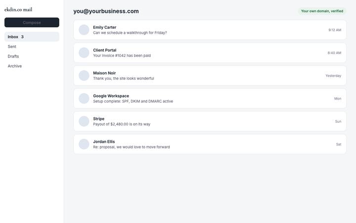 Business email mock-up