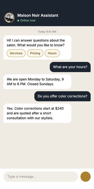 Chat bot mock-up