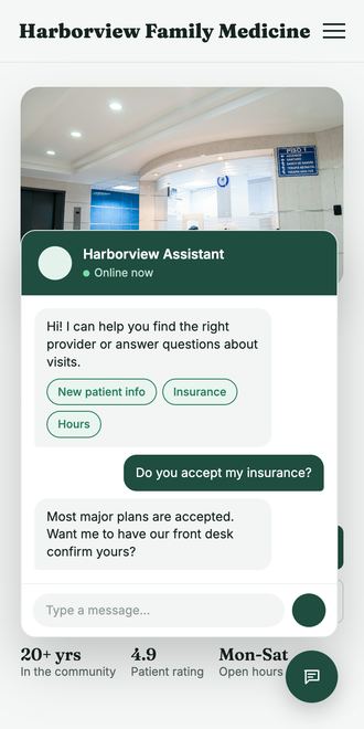 Website chat popup on mobile